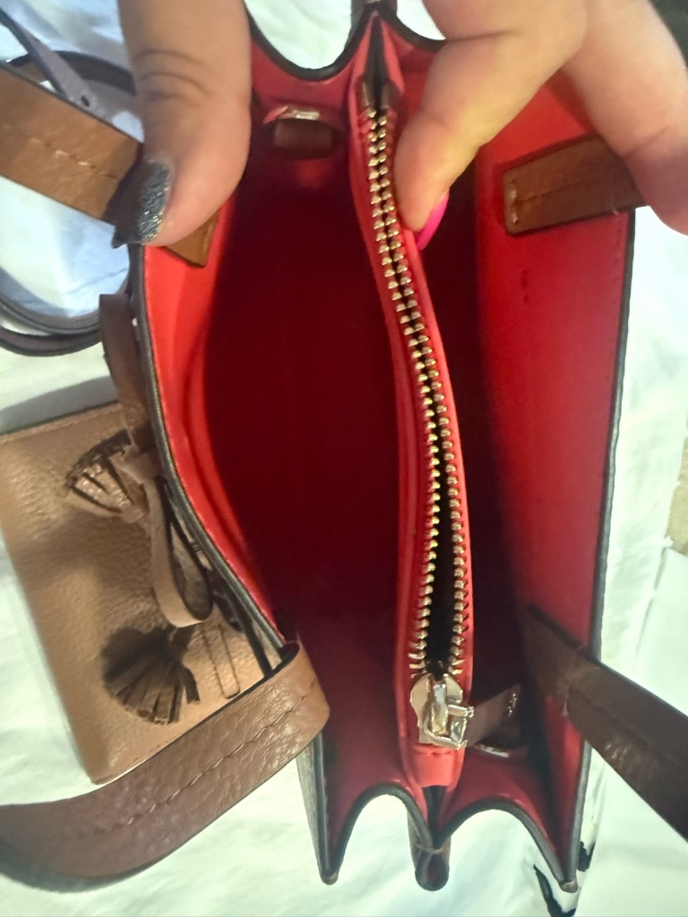 kate spade brown leather satchel with tassel bow - Picture 2 of 10